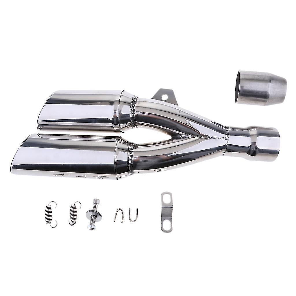 Universal Silver Exhaust    On Motorbike Street Mm 2''