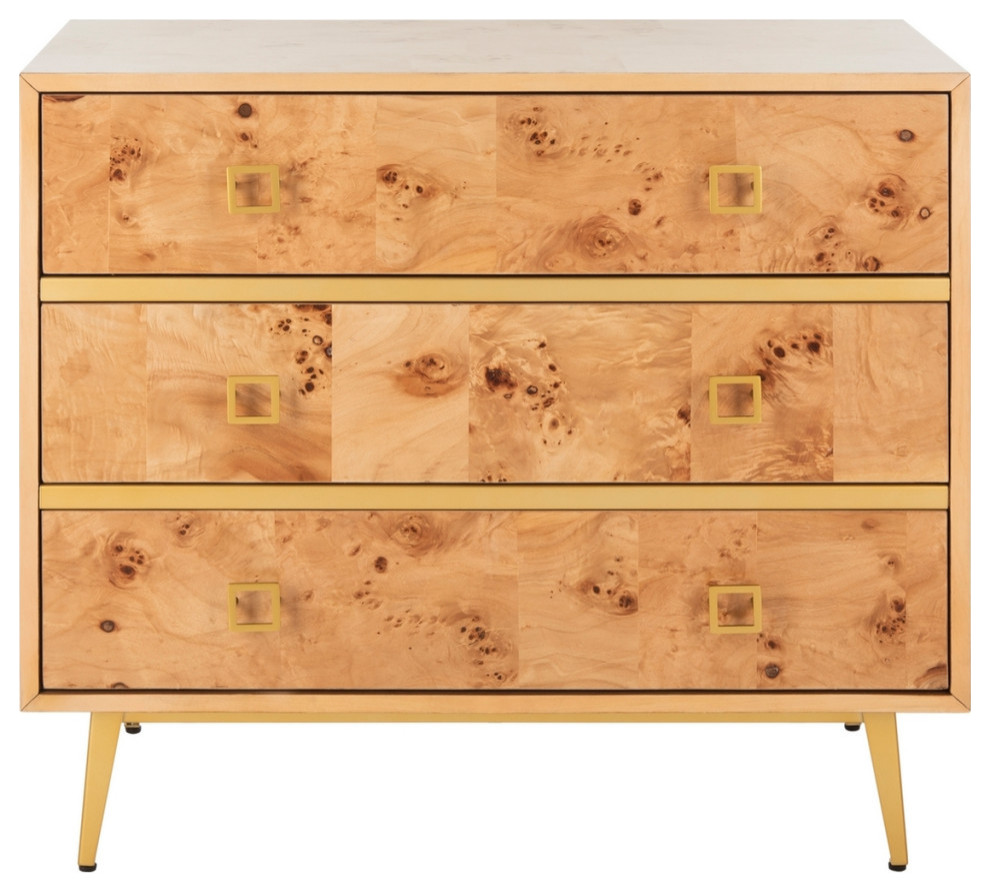 Gina 3 Drawer Chest Natural/ Gold   Modern   Accent Chests And Cabinets   by Virgil Stanis Design  Houzz