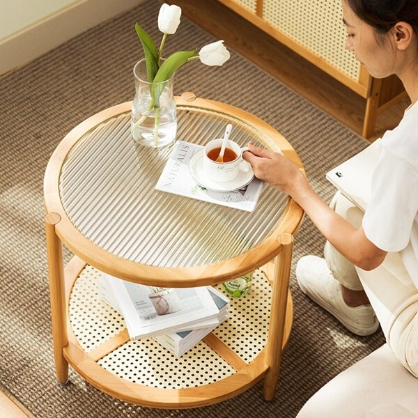 Stylish Round Coffee Table with Storage