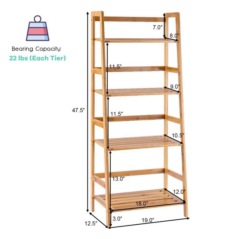 Hivago 47.5 Inch 4-Tier Multifunctional   Bookcase Storage Stand Rack