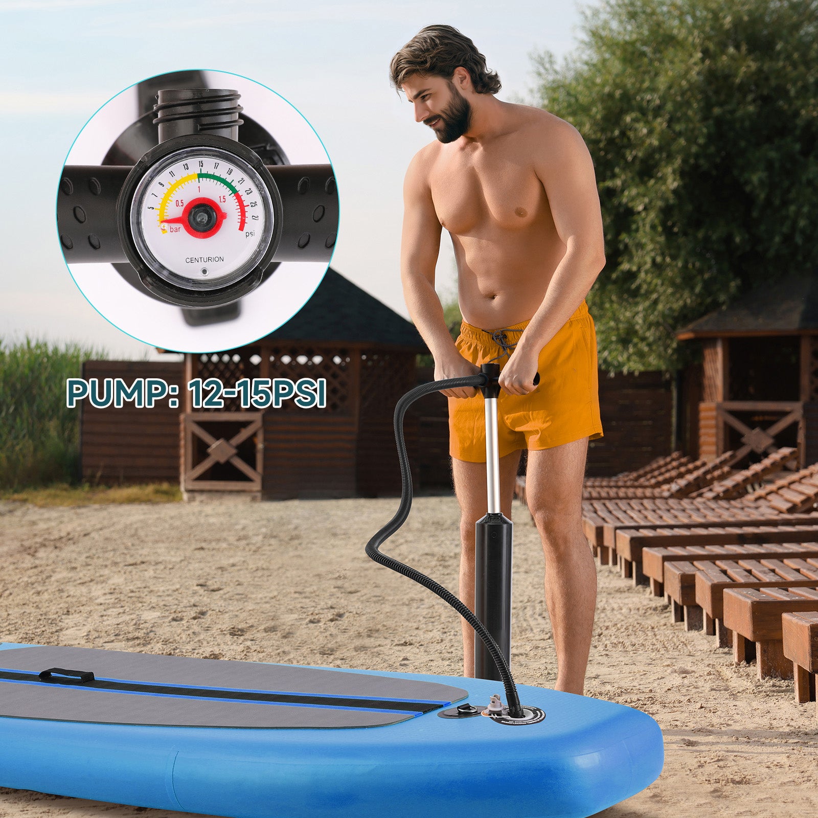 10FT Inflatable Paddleboard with Double Action Pump,  Adjustable Paddle, SUP Accessories and Carry Bag