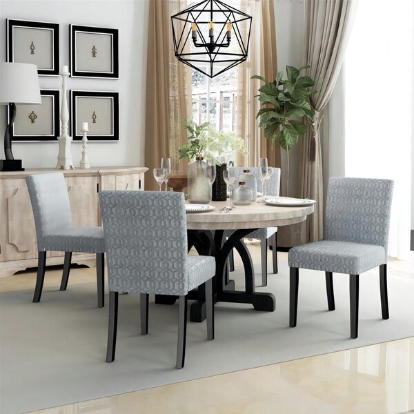 2 Pcs Upholstered Dining Chairs， Side Chair with Solid Wood Legs