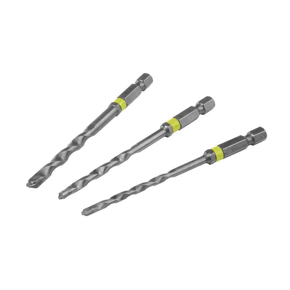 RYOBI High Speed Steel Impact Rated Masonry Drill Bit Set (3-Piece) AR2043