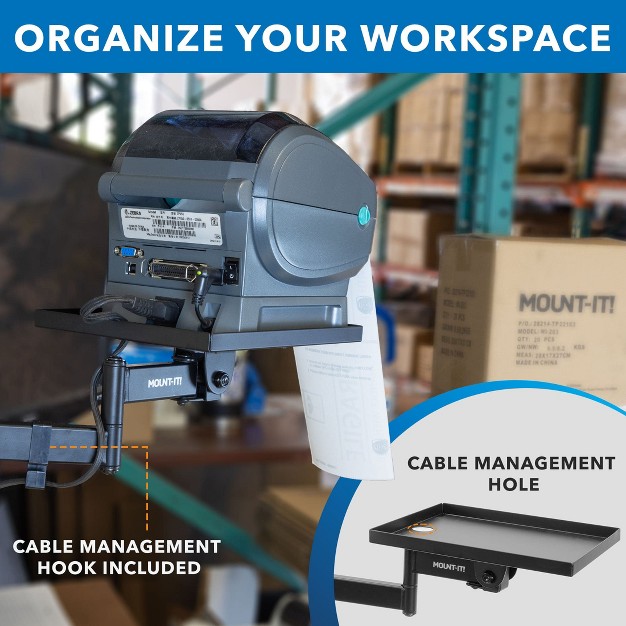 Mount it Printer Pole Mount For Thermal Label Printers 11 Lbs Capacity Full Motion Arm With Rotating Tray And Arm Mount For Label Makers