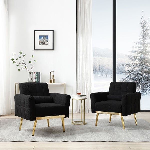 Teddy Fabric Accent Chair Modern Side Armchair with Gold Legs Sofa Chairs Reading Chair for Living Room Bedroom Waiting Room