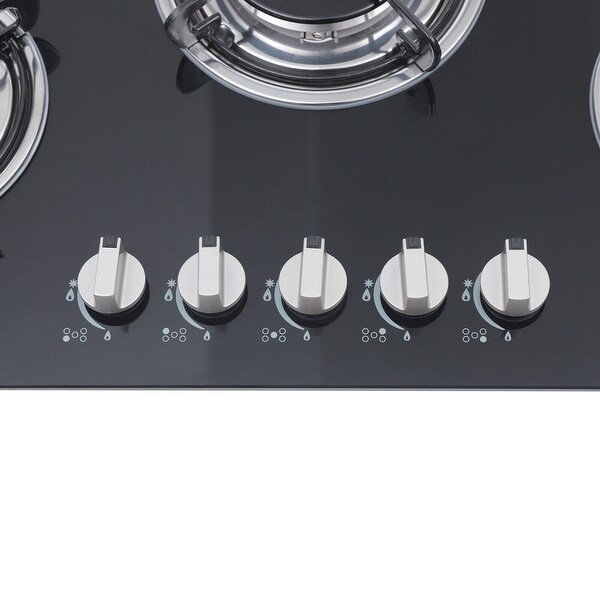 30 Inch 5 Burners Gas Cooktop Glass Surface with Flameout Protection