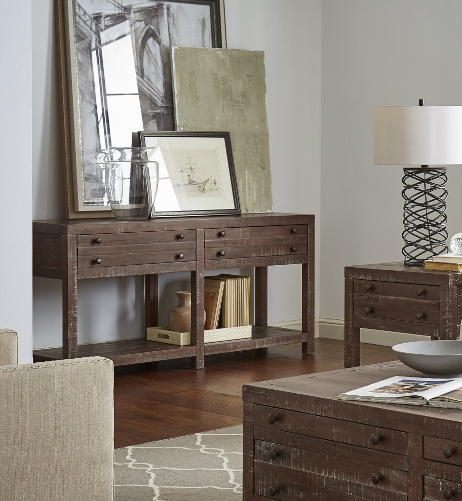 Tempton Rustic Country Console Table in Coffee Brown   Transitional   Console Tables   by AMOC  Houzz