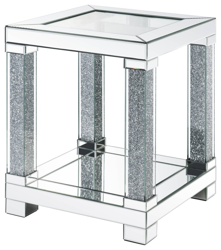 ACME Noralie End Table  Mirrored and Faux Diamonds   Contemporary   Side Tables And End Tables   by GwG Outlet  Houzz