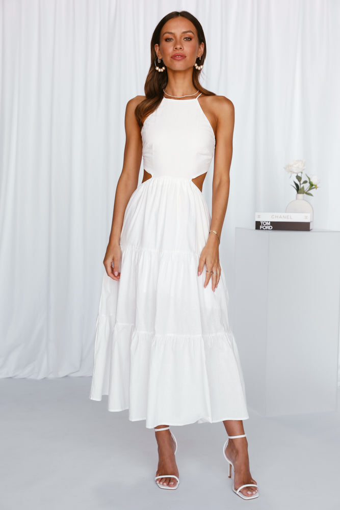 In The Zone Midi Dress White