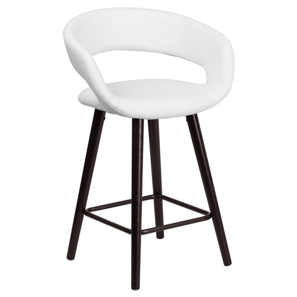 Brynn Series 23.75'' High Contemporary Cappuccino Wood Counter Height Stool in Brown Vinyl