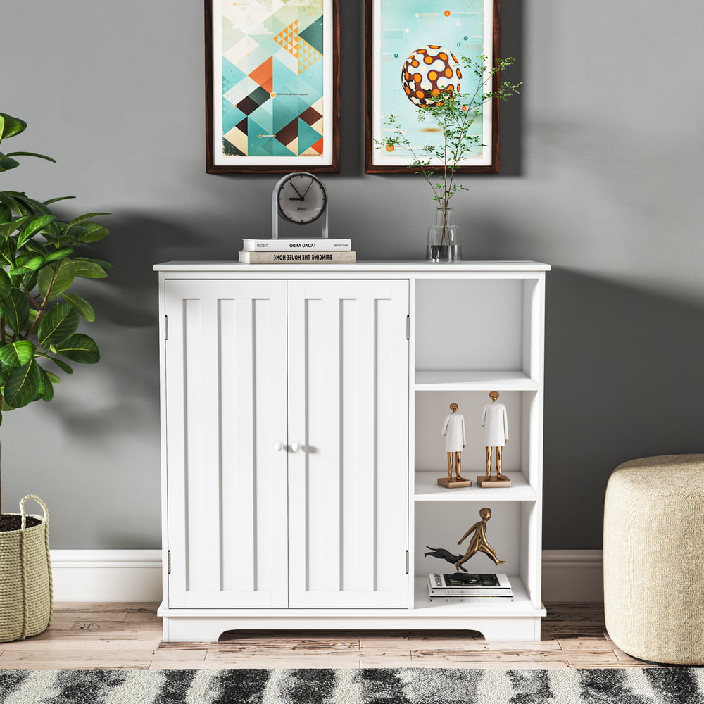 HOMEFORT 31.5 Wooden Cube Cabinet， Children's Toy Storage Cabinet， Console Cabinet for Kitchen， Accent Buffet Sideboard， White