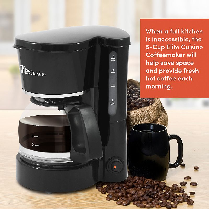 Elite Gourmet 5-Cup Coffee Maker with Pause and Serve