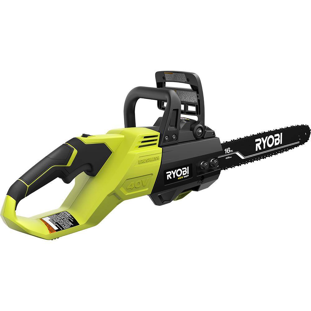 RYOBI 40V HP Brushless 16 in. Battery  Chainsaw (Tool Only) with Extra Chain and 24 oz. Bar and Chain Oil RY40505BTL-CMB1