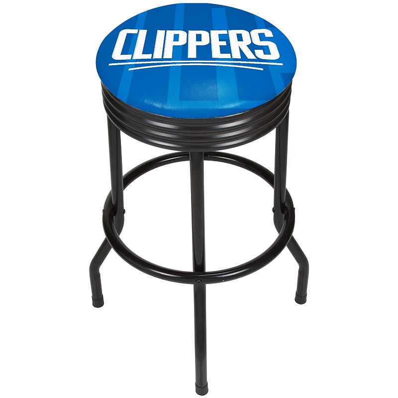 Los Angeles Clippers Padded Ribbed Black Bar Stool