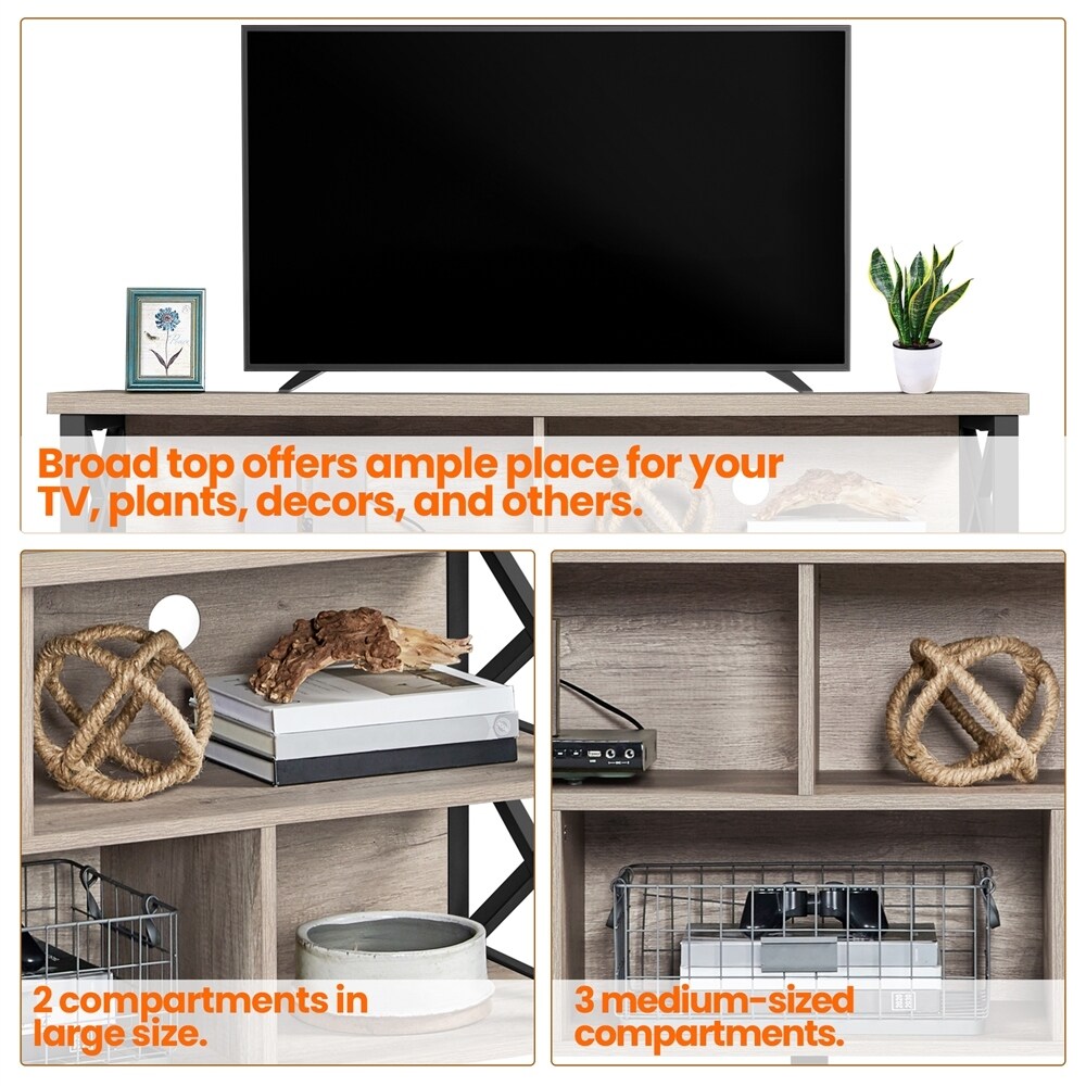 Yaheetech 65 Inch Industrial TV Stand with 5 Storage Cabinets for TVs