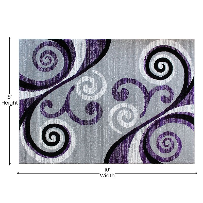 Masada Rugs Masada Rugs Stephanie Collection 8'x10' Area Rug with Modern Contemporary Design in Purple， Gray， Black and White - Design 1100