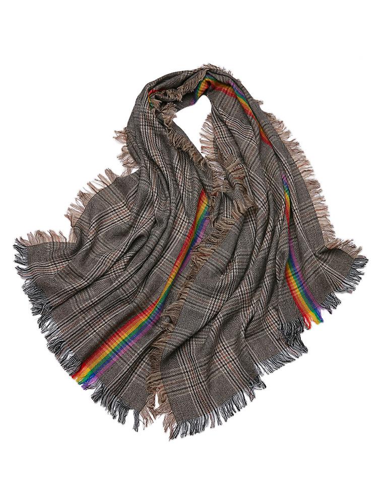 100% Pure Wool Rainbow Color Swallow Grid Scarf For Women Autumn/winter 200x90cm