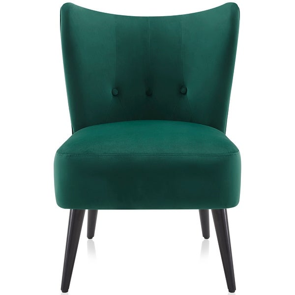 BELLEZE Sheila Velvet Accent Chair w/ Button Tufted Wingback， 3 Colors