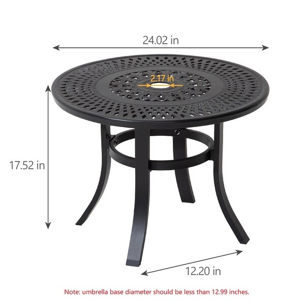 Pellebant Outdoor Round Cast Aluminum Small Table with Umbrella Hole