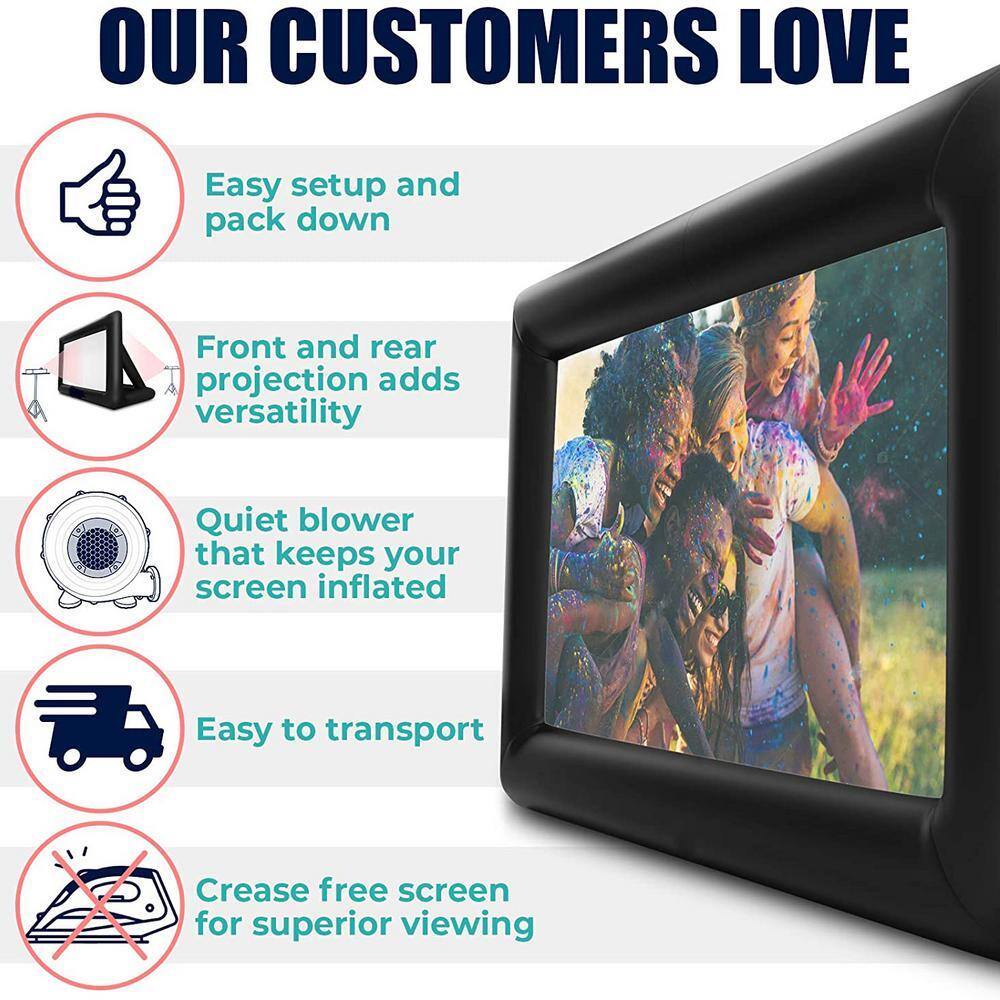 FUFUGAGA 16 ft. Outdoor Inflatable Mega Movie Projector Screen Supports Front  Rear Projection with Blower Carry Bag KF020146-16-02-03