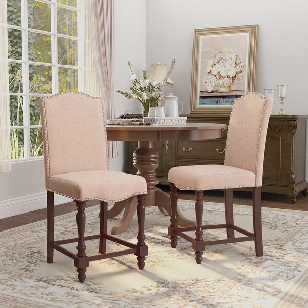 Furniture of America Ketz Traditional Ivory Counter Chairs (Set of 2)