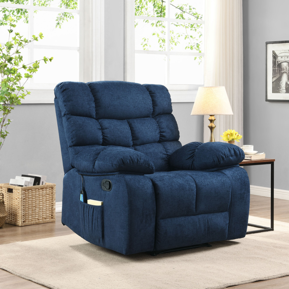 Conyers Contemporary Pillow Tufted Massage Recliner   Transitional   Recliner Chairs   by GDFStudio  Houzz