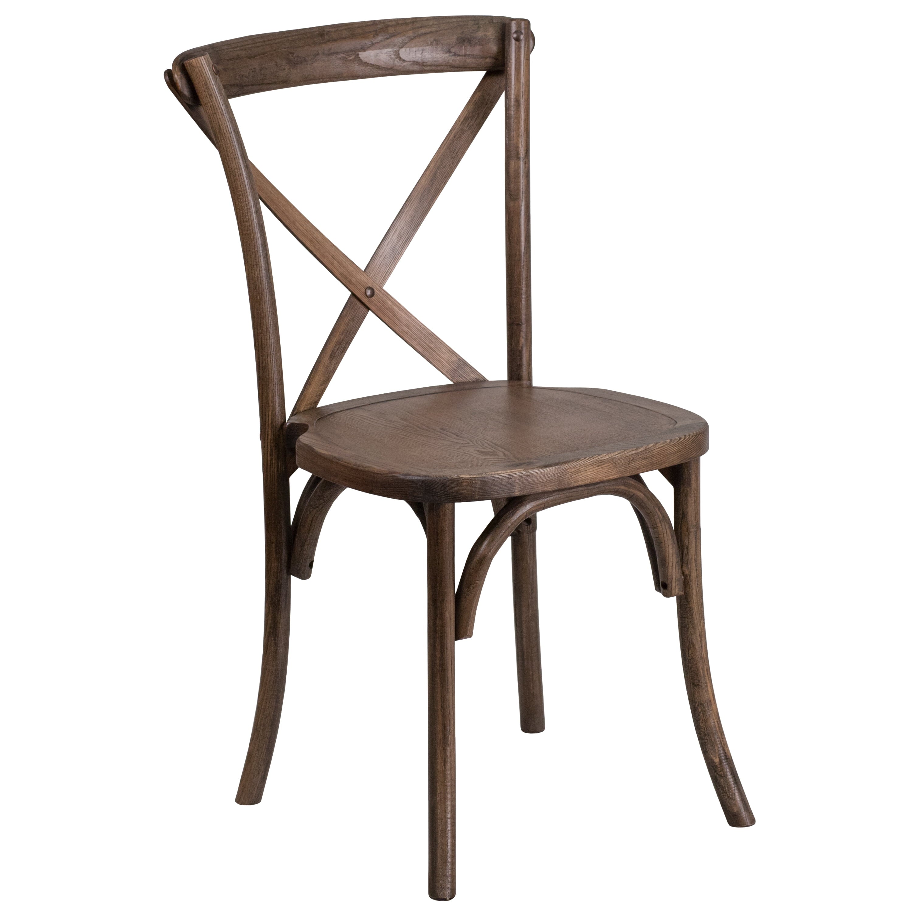 Merrick Lane Stackable Early American Wooden Cross Back Bistro Dining Chair