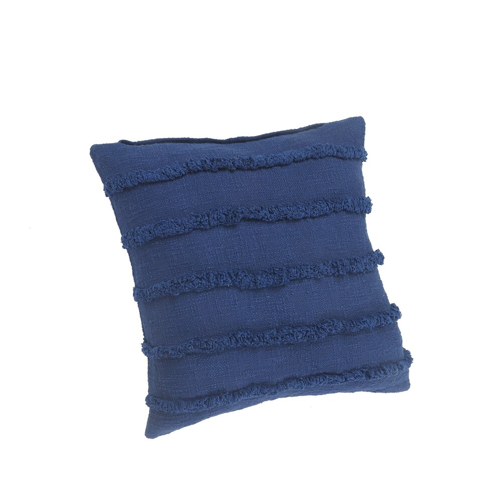 LR Home Deep Blue Overtufted Solid Throw Pillow