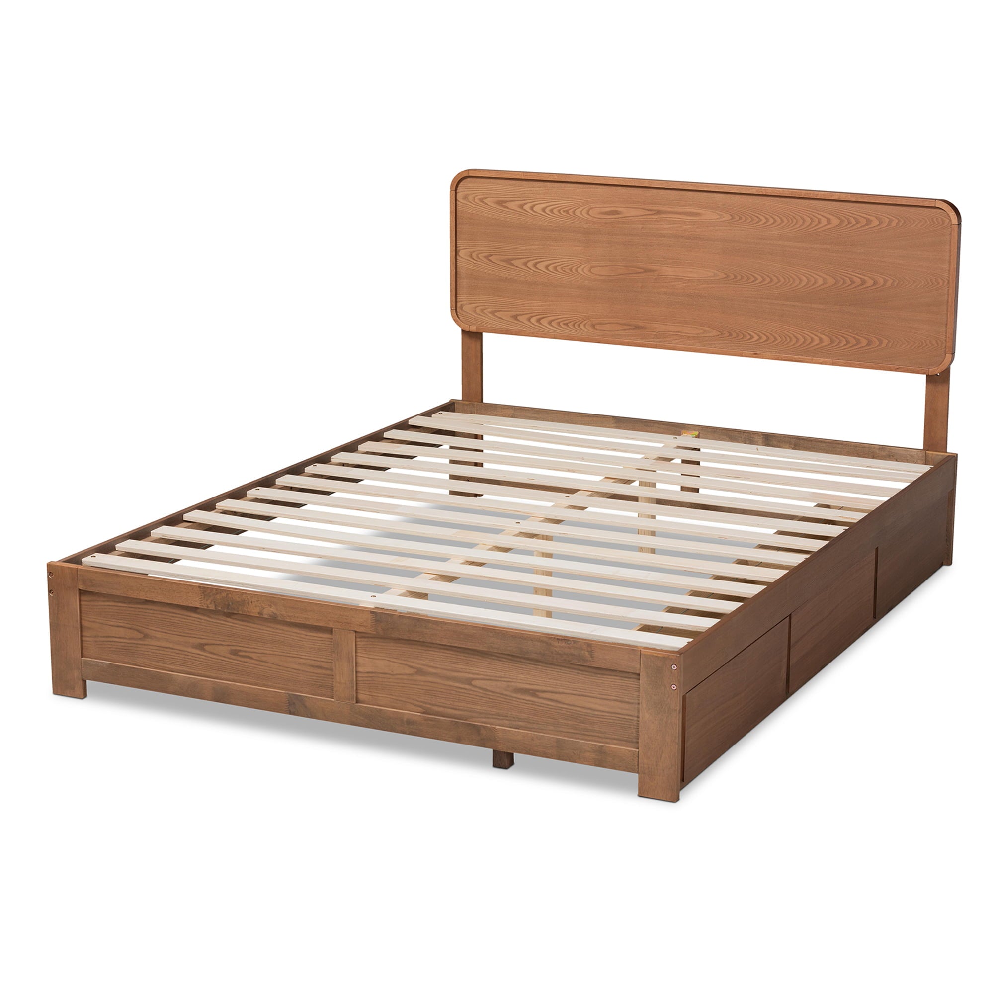 Baxton Studio Eleni Modern and Contemporary Transitional Ash Walnut Brown Finished Wood Full Size 3-Drawer Platform Storage Bed