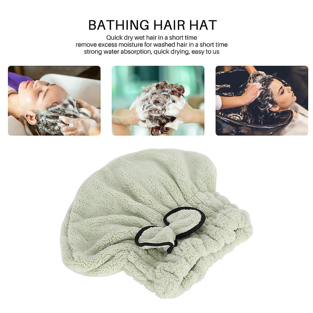 Shower Hat Bow Decoration Bathroom Hats Quick Drying Women Girls Lady Bathing Hair Hatgreen