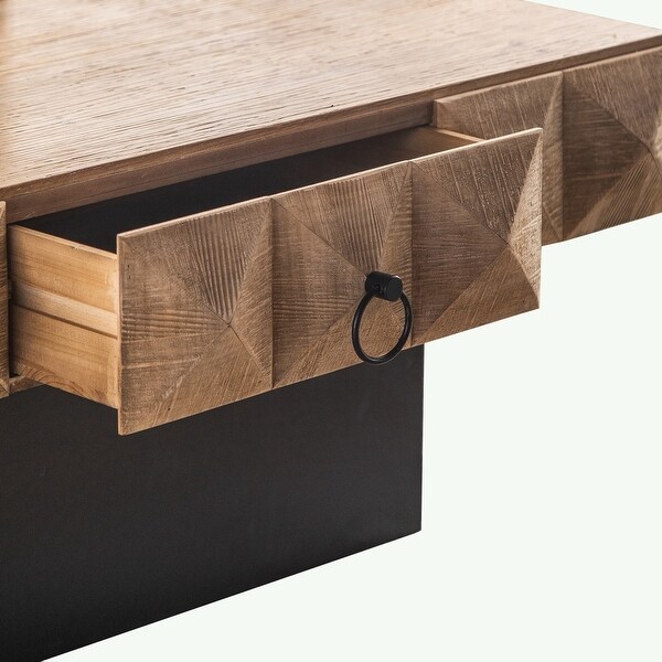 Square Retro Coffee Table with 2 Drawers and MDF Base