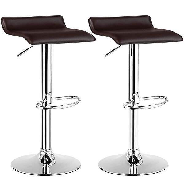 Set of 2 Swivel Bar Stool PU Leather Adjustable Kitchen Counter Bar Chair Coffee