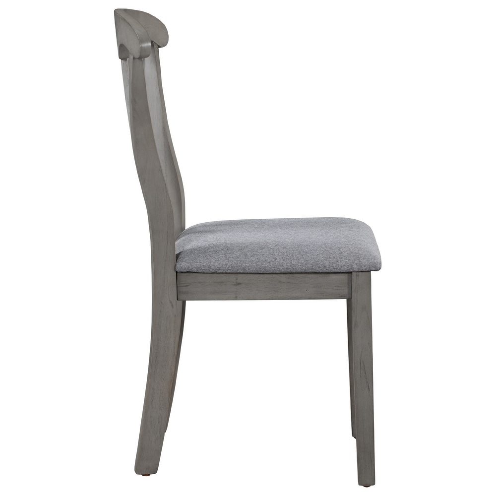 Rustic Wood Padded Dining Chairs for 4  Grey