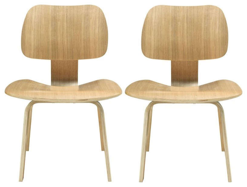 Modway Fathom 18.5 quotStyle Wood Dining Chairs in Natural (Set of 2)   Midcentury   Dining Chairs   by Homesquare  Houzz