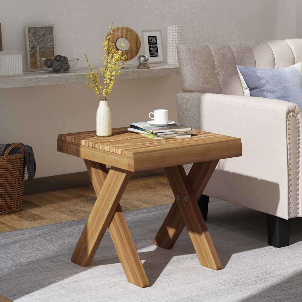 GDF Studio Irene Indoor Farmhouse Acacia Wood Side Table   Transitional   Side Tables And End Tables   by GDFStudio  Houzz