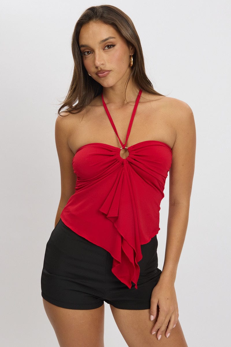 Red Halter Top Sleeveless