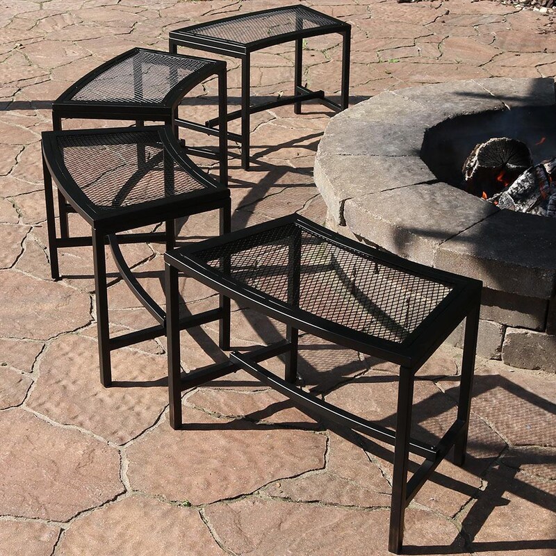 Ultimate Patio Black Mesh Patio Fire Pit Bench