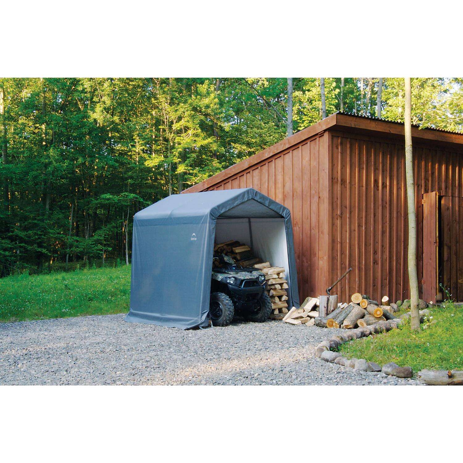 ShelterLogic Shed-in-a-Box 8 ft. x 8 ft. Polyester Horizontal Peak Storage Shed without Floor Kit