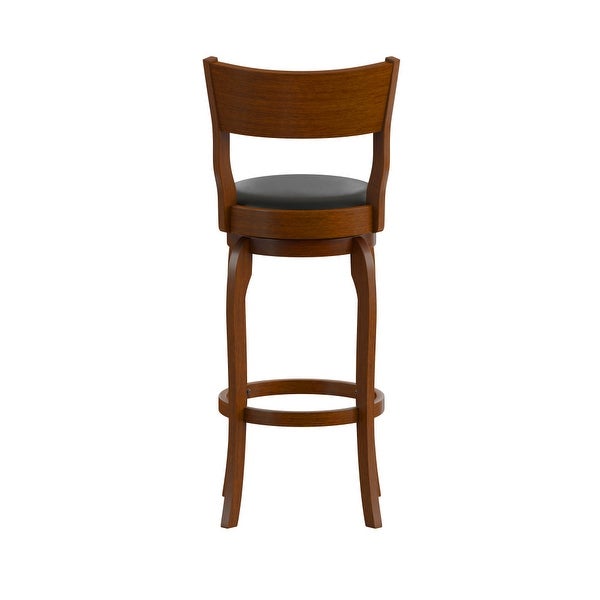 Classic Wooden Bar Stool with Bowed Frame and Upholstered Seat