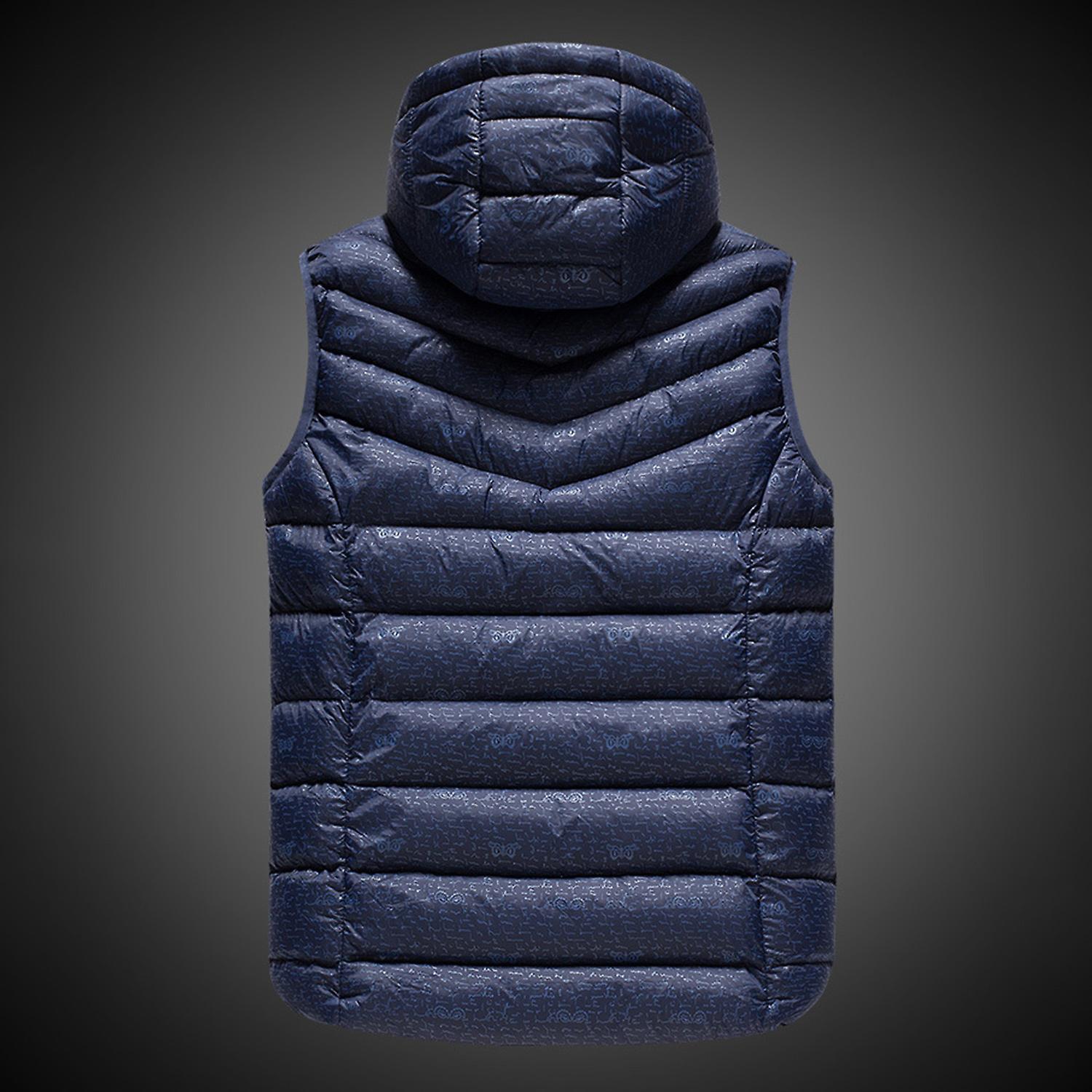 Usb Heated Warm Security Intelligent Autumn And Winter Vest With Hat Men Motorcycle Outdoor Ski Jacket Blue Black