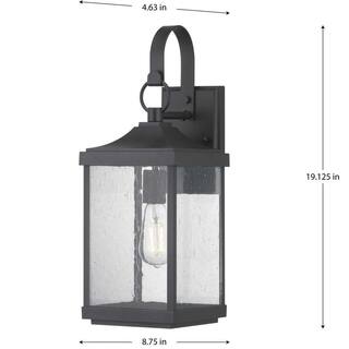 Progress Lighting Park Court 19 in. 1-Light Textured Black Traditional Outdoor Wall Lantern with Clear Seeded Glass P560154-031