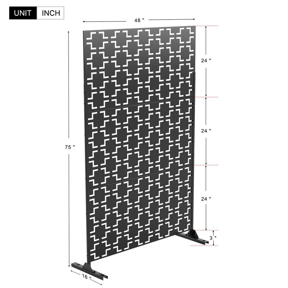 FENCY 76 in. Galvanized Steel Garden Fence Outdoor Privacy Screen Garden Screen Panels PF-B-S073