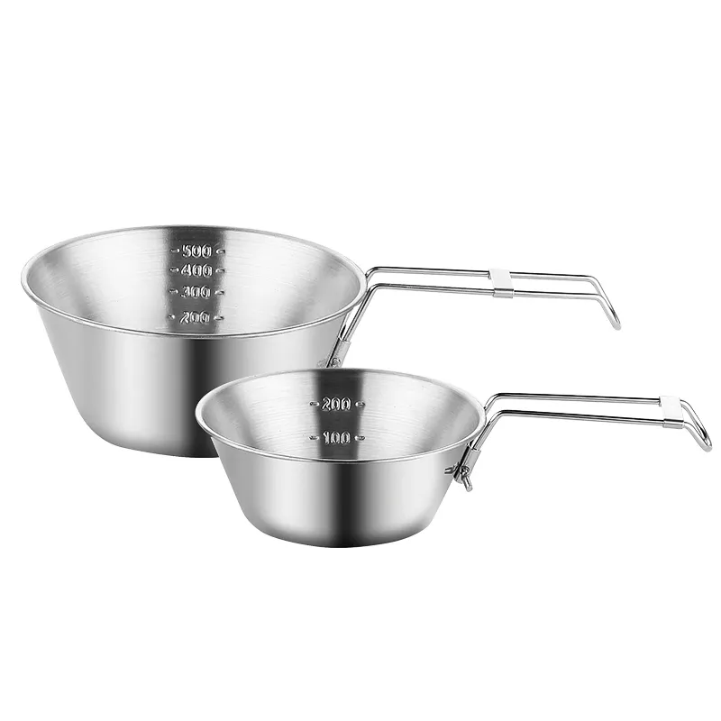 200ml Stainless Steel Camping Sierra Measuring Cup BBQ Sierra cup with foldable handle