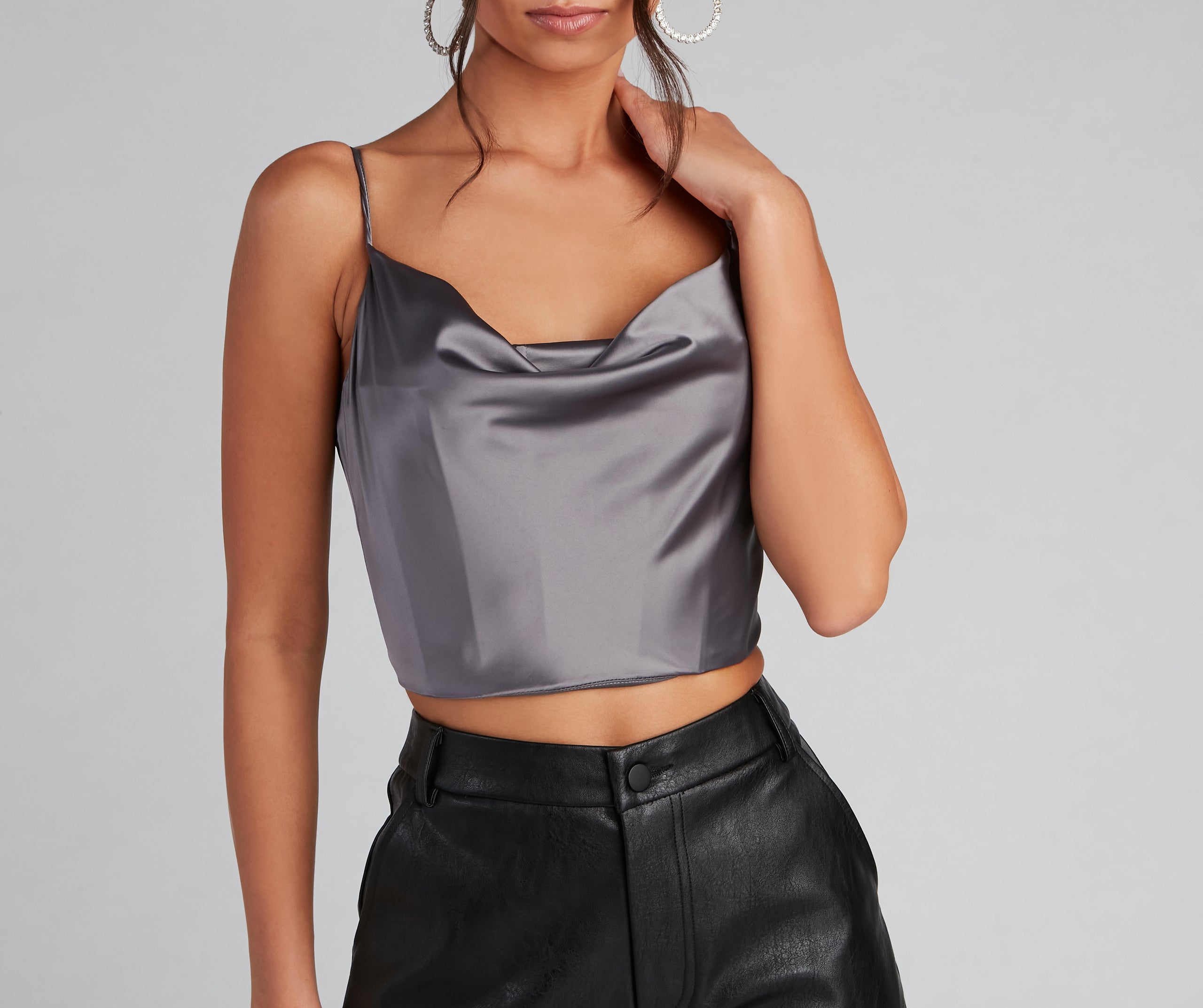 Sleek And Fab Satin Crop Top