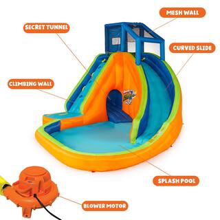 BANZAI Multi Polyester Sidewinder Falls Inflatable Water Park Play Pool with Slides and Blower BAN-23524