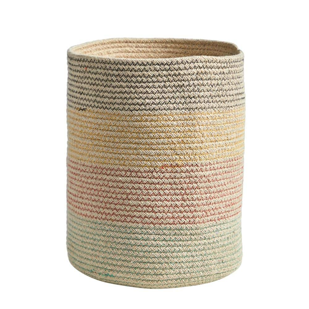 Nearly Natural 12 in. Handmade Natural Burlap Multicolored Woven Basket Planter 0326-S1