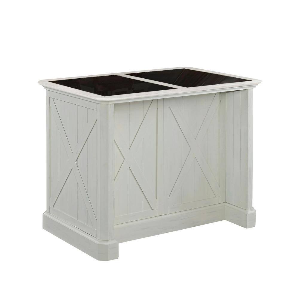 HOMESTYLES Seaside Lodge Hand Rubbed White Kitchen Island with Granite Top 5523-94