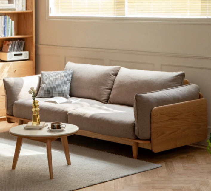 oak Solid Wood Leather Sofa  fabric   Midcentury   Sofas   by GVAwood  Houzz