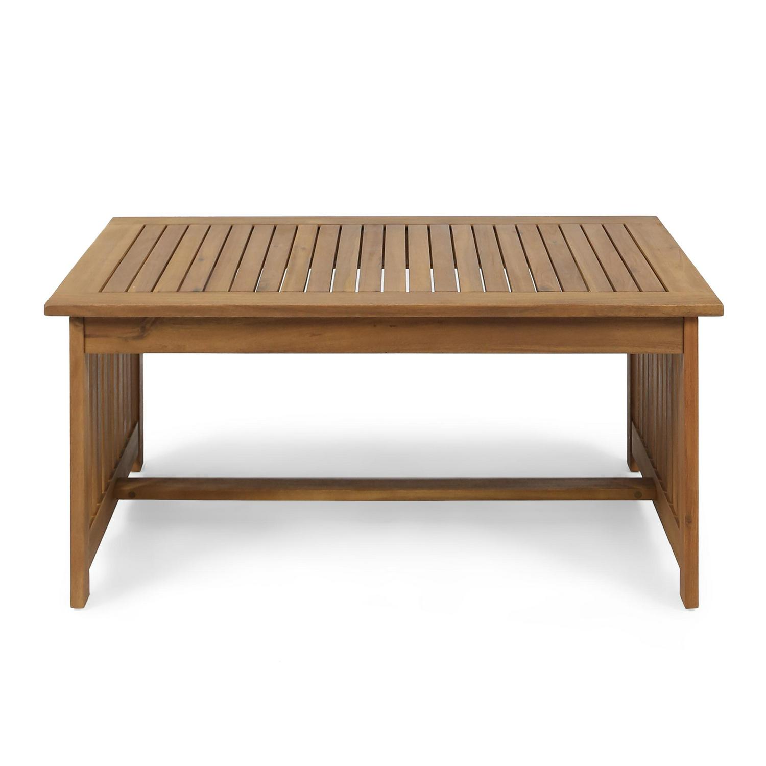 Brendon Outdoor Acacia Wood Coffee Table， Brown Patina