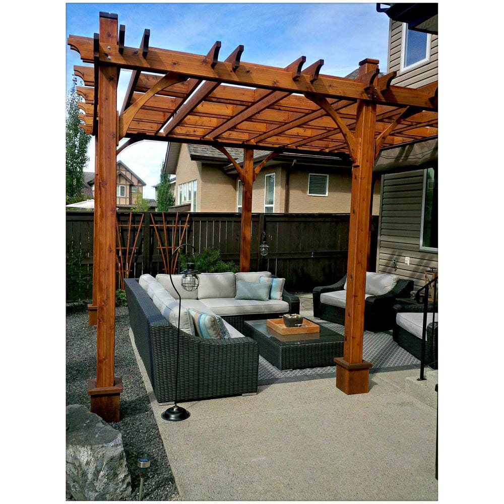 Outdoor Living Today 12 ft. x 16 ft. Breeze Cedar Pergola with Retractable Canopy BZ1216WRC